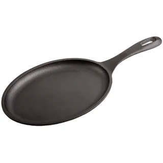 VICTORIA Fajita Pfanne Gusseisen Eingebrannte, Induction 25x18cm Bratpfanne, für Feuer, Grill, Backofen, Glaskeramikkochfeld, Gas, Cast Iron Skillet, Toxic Free ohne PTFE oder PFOA