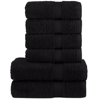 vidaXL SOLUND Handtuchset 6-tlg. schwarz