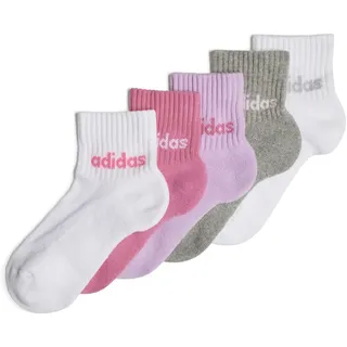 adidas Kids Linear Ankle Socken 5er Pack White / Pink Fusion / Bliss Lilac / Medium Grey Heather 28-30