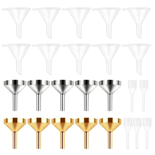 25Pcs Klein Trichter Mini Kunsstoff Trichter Parfüm Trichter Mini Edelstahl Trichter Metall-Minitrichter 4 Packung Mini Pipette Zum Umfüllen und Abfüllen von Flüssigkeiten, Parfüms,Ätherisches Öl