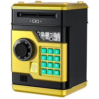 Minicloss Spardose Elektronisches Sparschwein, Geldtresor, Mini-Safe, Geldautomat, Fingerabdruck-Entsperrung Passwort Spardose Kinder