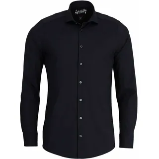 Pure Slim Fit Hemd Langarm Haifischkragen Stretch schwarz 36