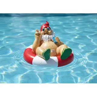 LB H&F Schwimmfigur Teichfigur Gartenzwerg Zwerg schwimmt Teichdeko 20x15 cm Miniteich Gartenteich Dekofigur Garten Teich (Gartenzwerg)