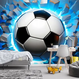 WallArena Fototapete, Fußball Kinderzimmer Vliestapete Tapete 150x105