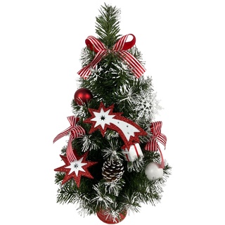 Künstlicher Weihnachtsbaum mit roten Dekorationen in einem 60cm Topf