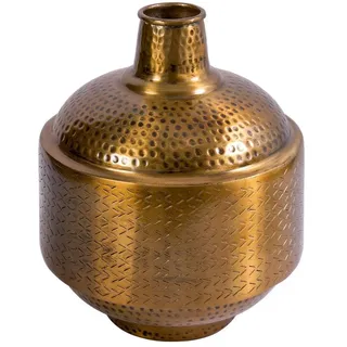 Licht-Erlebnisse Dekovase MERRY, in Gold Handarbeit Hammerschlag Ø 31 cm Orientalisch Metall Deko bunt