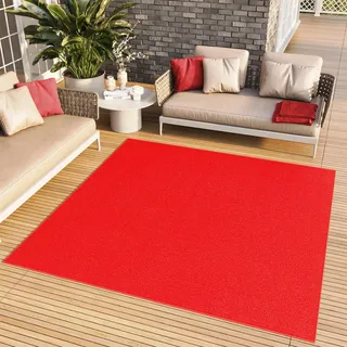 TAPISO Mono Qquadrat Teppich Kurzflor Indoor Outdoor UV-beständig Rot Einfarbig Wohnzimmer Schlafzimmer Kinderzimmer Modern ÖKO-TEX 250 x 250 cm