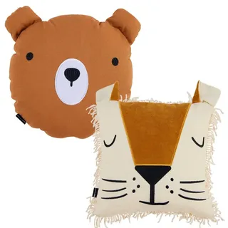Alavya Home® Dekokissen Kinderkissen 2-tlg SET Kuschelkissen Kinder Flauschig mit Füllung, Kinderkissen Zierkissen für Hausbett Babyzimmer Kinderzimmer Deko bunt