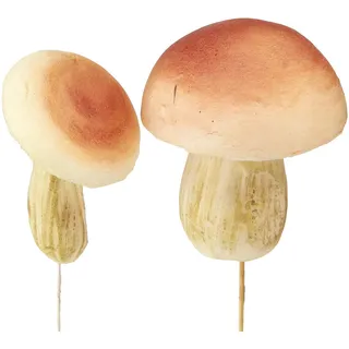 8er Set Deko Pilze am Stab für Herbstdeko, Braun, Tischdeko, Garten, Balkon,