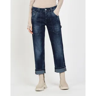 Gang 5-Pocket-Jeans "94THELMA WORKER", Damen, Gr. 29, Normalgrößen, dunkelblau used, 90% Baumwolle, 2% Elasthan, 8% Polyester, unifarben, regular fit 7/8-Länge, Jeans 5-Pocket-Jeans, im 5-Pocket-Style