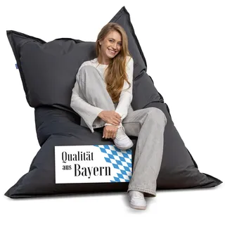 Bruni Riesen-Sitzsack Caree in Grau – rechteckiger XXL-Sitzsack mit 140x180 cm und 400 l Füllung, Bean-Bag mit Innenhülle, Liegesack, Abnehmbarer Bezug, Indoor und Outdoor, aus Deutschland
