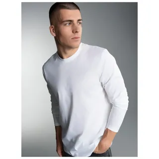 TRIGEMA T-Shirt "TRIGEMA Langarmshirt aus 100% Baumwolle", Herren, Gr. L, weiß, Single Jersey, 100% Baumwolle, Basic, lang, Rundhals, Shirts T-Shirt