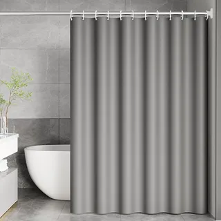 ANAZOZ Duschvorhang 180x200 Grau, Duschvorhang Antischimmel Wasserdicht Bad Vorhang Peva Blickdicht mit Ösen und Ringe