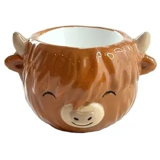 Sass & Belle Sass and Belle Highland Cow Eierbecher – Niedlicher Keramik-Eierbecher für Frühstück, lustiges Küchengeschirr, Geschenk, Sammlerstück, Bauernhoftier-Eierhalter