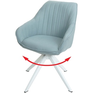 Esszimmerstuhl MCW-K27, Küchenstuhl Stuhl mit Armlehne, drehbar Stoff/Textil ~ mint-grün