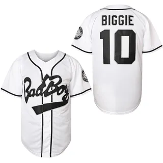 Bad Boy Film-Baseball-Trikot, 10 kleine Hemd, 90er-Jahre, Hip-Hop-Mode, Kleidung für Männer und Frauen, genäht, S-3XL, 10 Biggie Weiß, 3X-Groß - 3XL