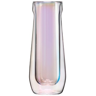Corkcicle Glassware Stielloses Flötenglas – 2 doppelt isolierte Thermogläser – zum Trinken von Sekt, Champagner und Prosecco – prismatisches Finish – 220 ml, 2 Stück