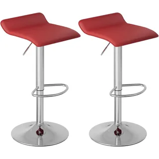 WOLTU Barhocker 2er Set, Höhenverstellbarer Barstuhl, 360° drehbarer Bistrohocker mit Fußstütze, aus Kunstleder Metall, für Bar Küche Theke Café, Bordeaux+Silber