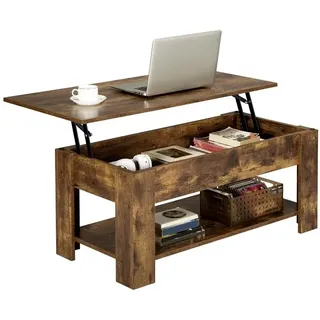 Höhenverstellbarer Couchtisch Sofatisch Beistelltisch Holz Kaffeetisch Teetisch