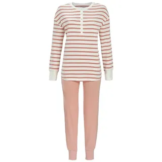 Ringella Pyjama - Schlafanzug mit Strickbündchen und Oberteil mit Knopfleiste 100% Baumwolle orange 46