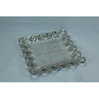 DONREGALOWEB Keramik-Mittel, quadratisch, mit 2 Texturen 21x21 cm Silber
