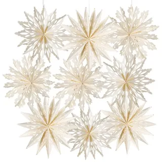 Logbuch-Verlag Baumbehang 9 Schneeflocken weiß aus Papier - Baumschmuck zum Aufhängen 10 cm