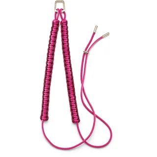 UNTAGS - Verstellbare Scoubidou Handy-Halskette - Geflochtenes Seil mit Scoubidou-Technik - Inklusive goldenem Metallkarabiner - Fuchsia und Rot