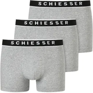 SCHIESSER Herren 3 PACK Boxershorts Bio Baumwolle Multipack - 95/5 Organic, Cotton Rio Boxer grau