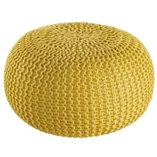 Amagohome PREMIUM XXL Sitzhocker Pouf  ø 55cm  Strickpouf Indoor u. Outdoor - pflegeleicht & nachhaltig : gelb - freesia