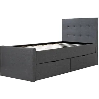 Homestyle4u Doppelbett 90x200 Polsterbett in Grau 1980