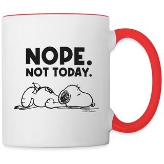 Spreadshirt Peanuts Snoopy Nope Not Today Bürohumor Tasse Zweifarbig, One size, Weiß/Rot