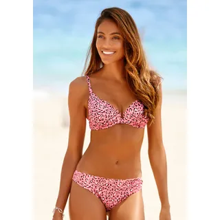 Bügel-Bikini-Top LASCANA "Mae" Gr. 38, Cup D, rosa (lachs, bedruckt) Damen Bikini-Oberteile Ocean Blue mit Muschelkante