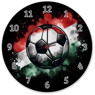 speecheese Wanduhr Fußball Ungarn Flagge Wanduhr aus Alu 28 cm