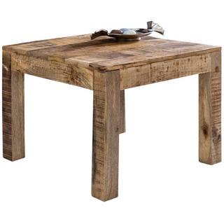 möbelando Couchtisch »Couchtisch 60 x 60 x 47 cm Massiv-Holz Mango Natur«, Couchtisch 60 x 60 x 47 cm Massiv-Holz Mango Natur, Landhaus-Stil Wohnzimmertisch Rustikal Kaffeetisch, Massivholztisch Wohnzimmer braun