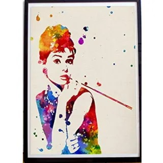POSTER Audrey Hepburn A4 Schwarzer Rahmen