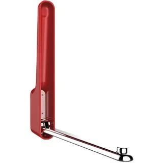 WENKO Klapphaken Premium Omega, klappbarer Wandhaken zum Anbohren, mit Abrutschsicherung, modernes Design, Kunststoffgehäuse und Stabiler Metallhaken, 2,5 x 18 x 3,5 cm, Rot