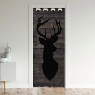 Cute Hirsch Türvorhang 150x203cm für Tür Privatsphäre Hirsch Jagd Dekorative Türvorhang für Tür Privatsphäre Home Dekor Antlers Western Bauernhaus Schwarz Braun Wildtiere Fensterbehandlungen