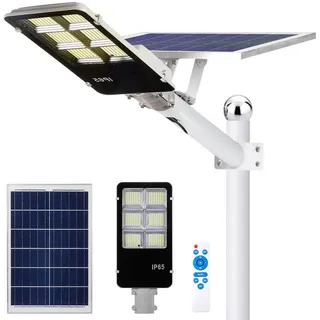 Sunicol LED Solarleuchte LED Straßenlampe mit Daemmerungssensor, mit Fernbedienung, 6500K Kaltweiss Solar Straßenleuchte, Wasserdicht IP65 für Außen 6 Lampenpanel 462 LEDs