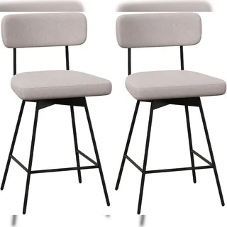 Costway Barhocker 2er Set drehbar gepolstert Beige