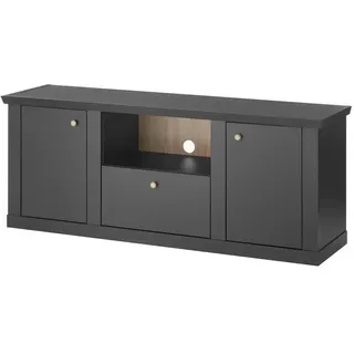 MID.YOU Lincoln Lowboard 158x62x42 cm Schwarz/Eichefarben Holzwerkstoff