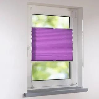 Plissee Klemmfix Breite 100 x 130 cm Höhe verspannt - Farbe lila-aubergine - Standardplissee Rollo Jalousie Raffrollo Faltrollo Faltstore Fertigplissee ohne Bohren für Fenster und Türen