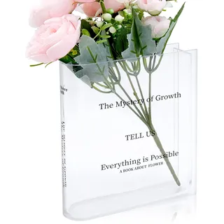 Book Vase, Buchvase für Blumen,Durchsichtige Buch Vase,Tulpenvase,Blumen Aesthetic Room Decor,Acryl-Büchervase,Modern für Pflanzen,für Leseecke, Bücherregal & Flowers