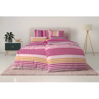 OTTO home Bettwäsche Elvea, Linon, 2 teilig, in Gr. 135x200 oder 155x220 cm, 100% Baumwolle, Streifen rosa