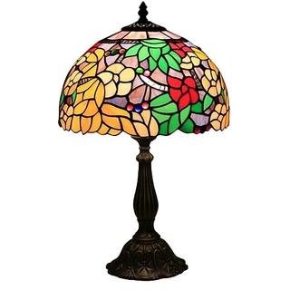 Uziqueif Tiffany Lampe, 12 Zoll tischlampe Vintage, Handcraft Stained Glass lamp, Tischlampen für Schlafzimmer Nachttischlampe Arbeitszimmer Office, Mit Birne,A