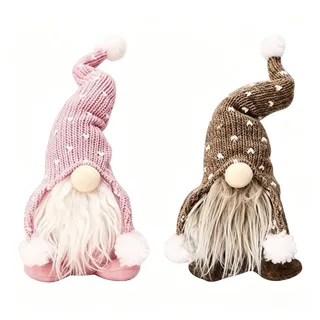 Denxahao 2 Stück Mini Santa Weihnachten Wichtel Deko Figuren Winter Zwerge Wichtel Figuren Plüsch Weihnachtsdeko Weihnachtswichtel für Home Küche Deko Garten DIY Ornament (Rosa+Braun)