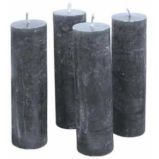 Mirabeau Stumpenkerze Kerze 4er Set Muriel anthrazit (4er Set, 4er Set), none schwarz