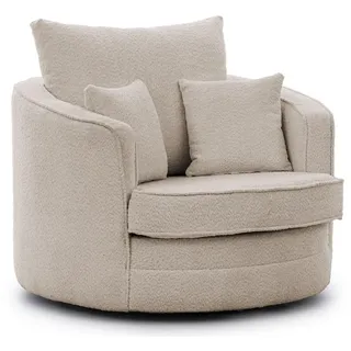 s-style möbel Drehsessel Beige, Boucle-Stoff