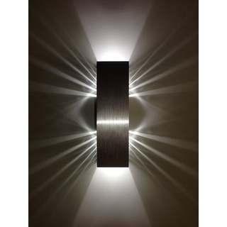 SpiceLED LED Wandleuchte ShineLED, Weiß (4200 K), LED fest integriert, Weiß, 6 Watt, Lichtfarbe weiß, dimmbar, indirekte Beleuchtung mit Schatteneffekt, Up & Down Licht, mit Schalter silberfarben