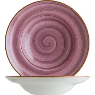 Bonna 6x Suppenteller Pastateller Speiseteller Essteller Salatteller Geschirr Teller tief 27cm 45cl Lila Creme Beerenton Porzellan rund Aura Blackberry Gourmet Kantenschutz