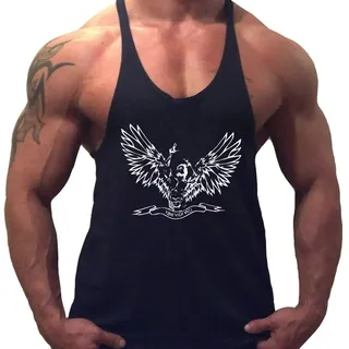 Herren Fitnessstudio Stringer Tank Tops Bodybuilding Muskelshirt Schwarz XL - XL